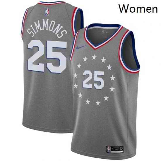 Womens Nike Philadelphia 76ers 25 Ben Simmons Swingman Gray NBA Jersey City Edition